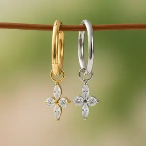 18G/16G Titanium Dangle Huggie Hoop, Cartilage/Conch/Helix Hoop Earring, Rook piercing • Conch Piercing