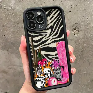 TPU Zebra Print Smartphone Case - Mobile Phone Accessories with Vintage Cowboy Boots, Fun Dice Designs, Minimalist Handheld Gift for Friends, Device Protection for iPhone 17/17E,16/16E,15,14,13/13mini,12,11,X,XS,XS Max,summerwins