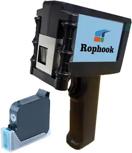 Handheld Inkjet Printer 0.5 inch Nozzle Ink Jet Hand held Printer Gun for Text/Logo/Lot Number on Plastic Carton Wood Metal Glass Aluminum with 42ml Fast Dry Ink Set