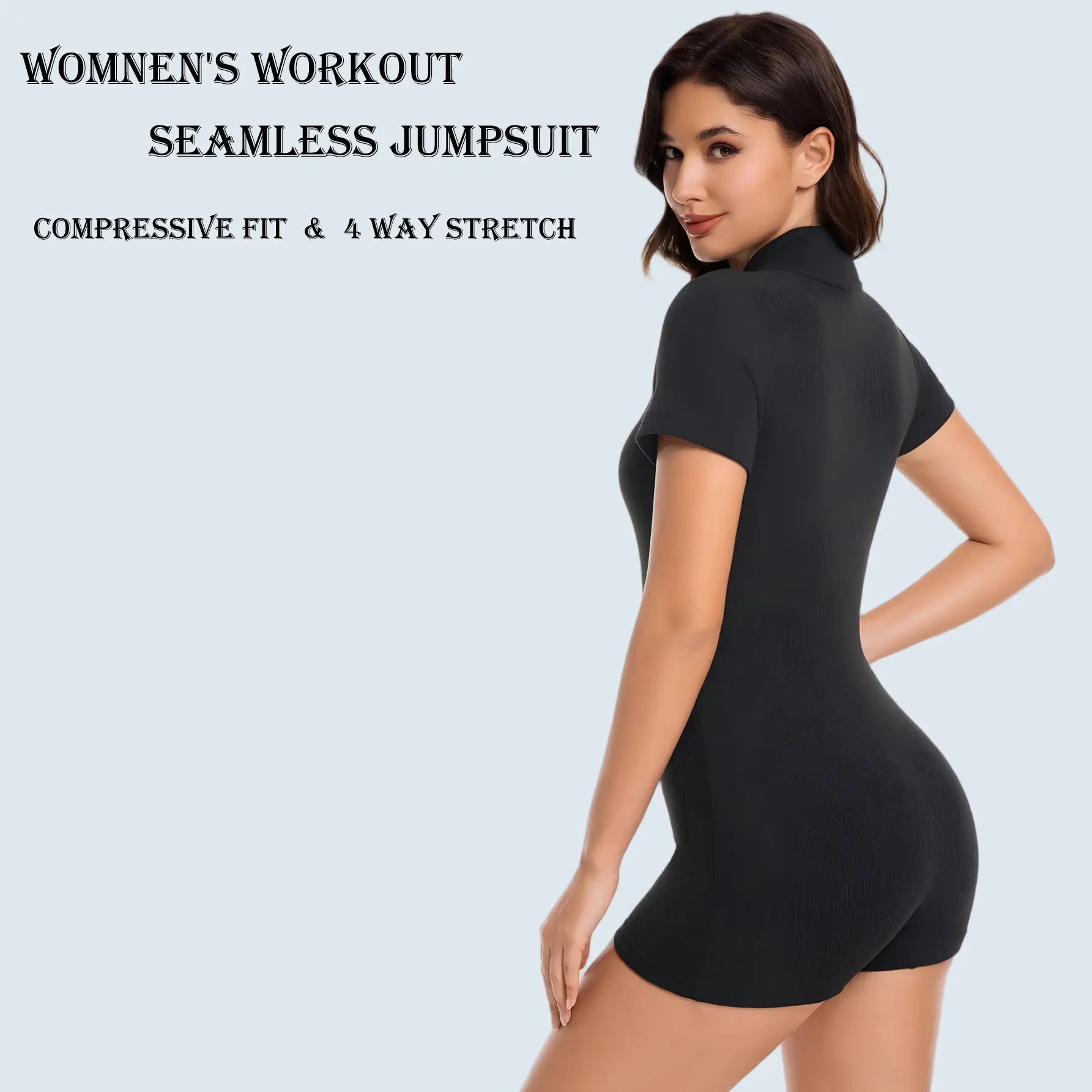 Women's Workout Seamless Jumpsuit Zip Up Romper Bottom Pants Bodysuit Bodycon Sexy One Piece Supportive Stretchy Soft Romper for Workout Vacation Summer Outfits 2026 backtoschool