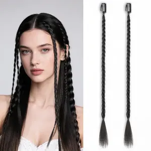 SummerVibes AISI HAIR 2PCS Clip in Braid Hair Extensions for Women 10 Inch Clip in Braids Synthetic Braided Hairpieces for Daily Costume Party