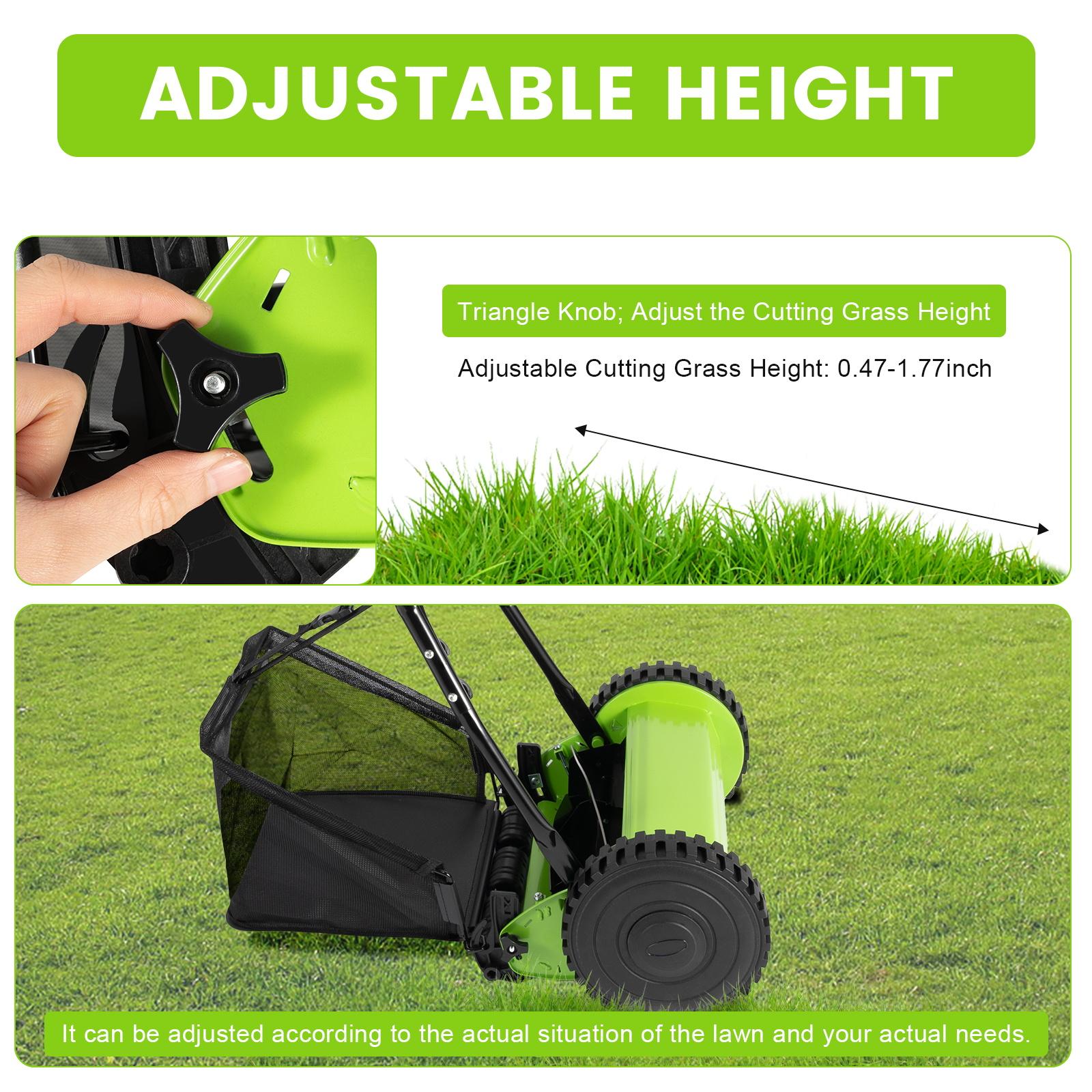 12 Inch Manual Push Reel Lawn Mower with Collection Bag for Small Yard Grass home essentials