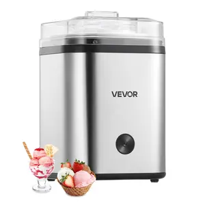 【Summervibes】VEVOR Ice Cream Maker,  , 2.11 Qt. Large Capacity, Electric Automatic Ice-Cream Machine, with Easy Operation & Cleaning, Stainless Steel Shell, for Homemade Frozen Yogurt, Fruit Sorbet, Gelato, Silver
