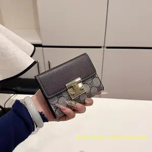 High End Style Pink Emboss Monogram Small Zip Around Coin Wallet