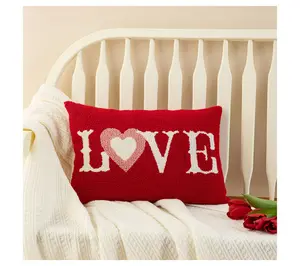 Glitzhome 18"L Valentine's Hooked LOVE Pillow