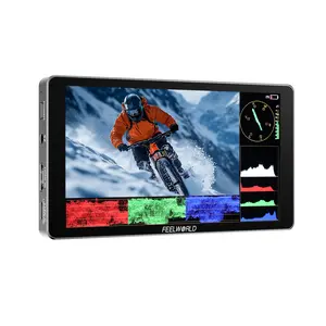 FEELWORLD P6XL 6 inch Built in Battery Aluminium 1200nit Camera Field DSLR Monitor Touchscreen High Brightness Waveform HDR 4K HDMI Input and 3D LUT Out Lightweight