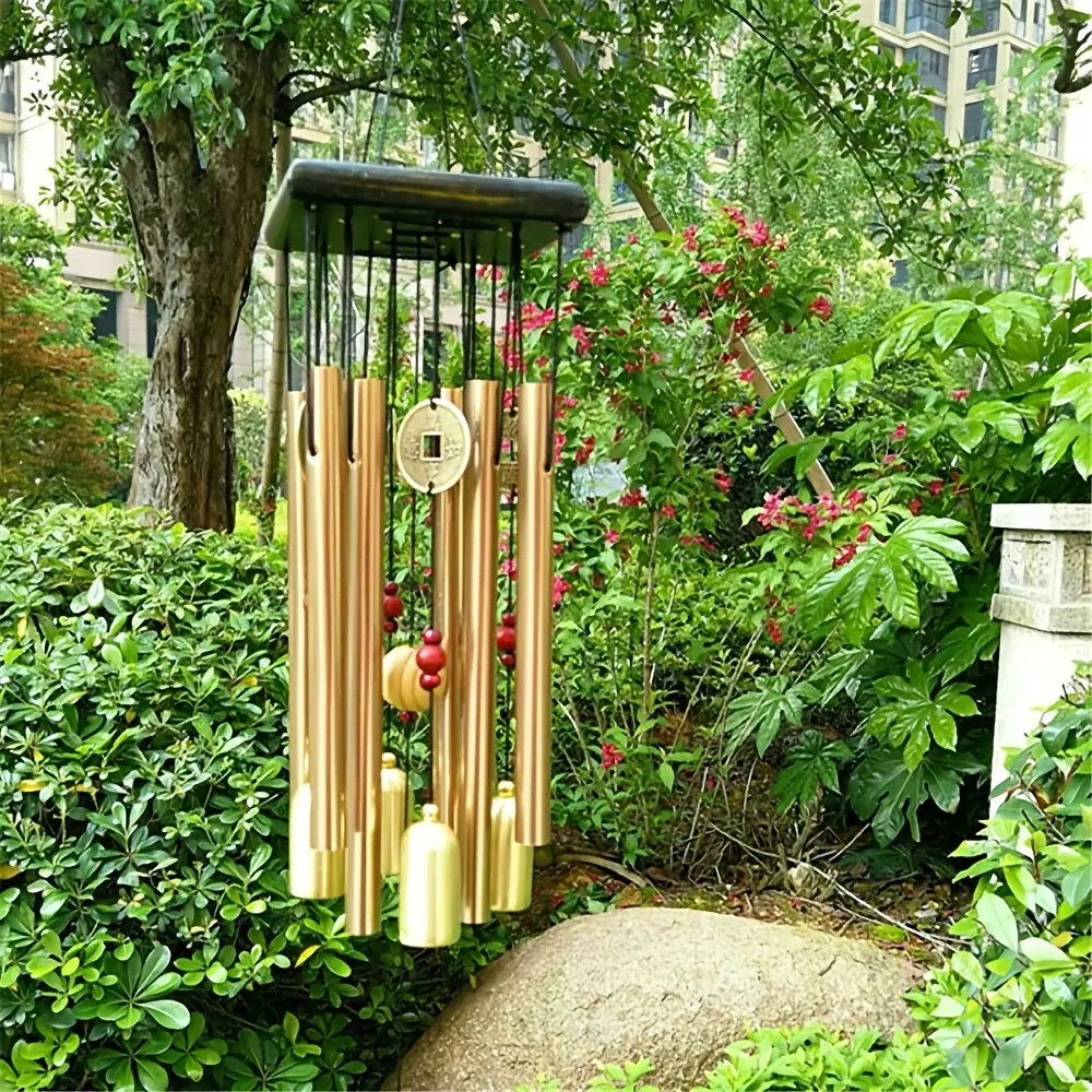 Large Outdoor Wind Chime Copper Bell, Antique Style Door Hanging Decoration, Aluminum Alloy Tube Garden Home Yard Art Decor Windchimes, Decorative Wind Chime, Garden Accessories