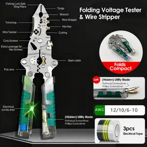 Professional 16-in-1 Electrician Pliers Set: Voltage Tester, Wire Stripper, Crimper & Cable Cutter – The Perfect Practical Gift for Dad, Husband, Boyfriend or Mechanic | AC/DC Detection (12V-250V) with Alarm​