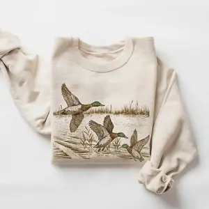 Retro Duck Nature Sweatshirt 90s Vintage Wildlife Mallard Sweater Boho Unisex Cabincore Crewneck Cozy Season Rustic Cabin Hunting Season  - TimothyQQQ