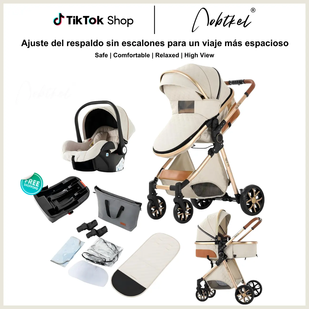 Aobtkel 4-in-1 Manual Push Bassinet Stroller - Multifunctional Foldable, Forward-Facing, Fully Collapsible 360-Degree, Lightweight Adjustable, 1-Click Folding Travel Combo Set with Sunshade, Mesh Netting for Outdoor Use, Manual Push And Bassinet Strollers
