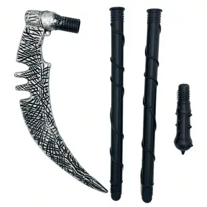 Halloween Cosplay Weapon Props Death Reaper Scythe Gothic Performance Props Set, Full Set Costume Accessories for Halloween Parties