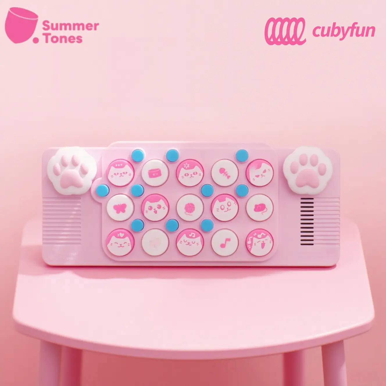 Cubyfun Easyplay Meow Pocket Music Keyboard Portable Children's Birthday Gift Electronic Keyboard Midi Synthesizer Piano Arranger Instrument Creative Toys For Boys And Girls Pink