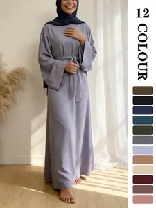 Muslim Sleepwear Ramadan Plain Abaya Dress, Fashionable Elegant Abaya, Suitable for Various Occasions, Wearable as Pajamas, Multi-Color Home Dress