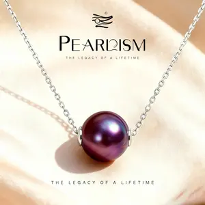 【Live】PEARLISM Lulutong Necklace Freshwater Edison Pearl Necklace jewelry.Round shape.White and purplr.High-end and elegant style.Perfect for everyday wear,weddings,parties.Thanksgiving and Christmas gift for her(10-11mm) (Free S925 Chain)-AFEP001