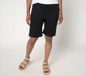 Denim & Co. Petite Color Flat Front Side Pocket Short