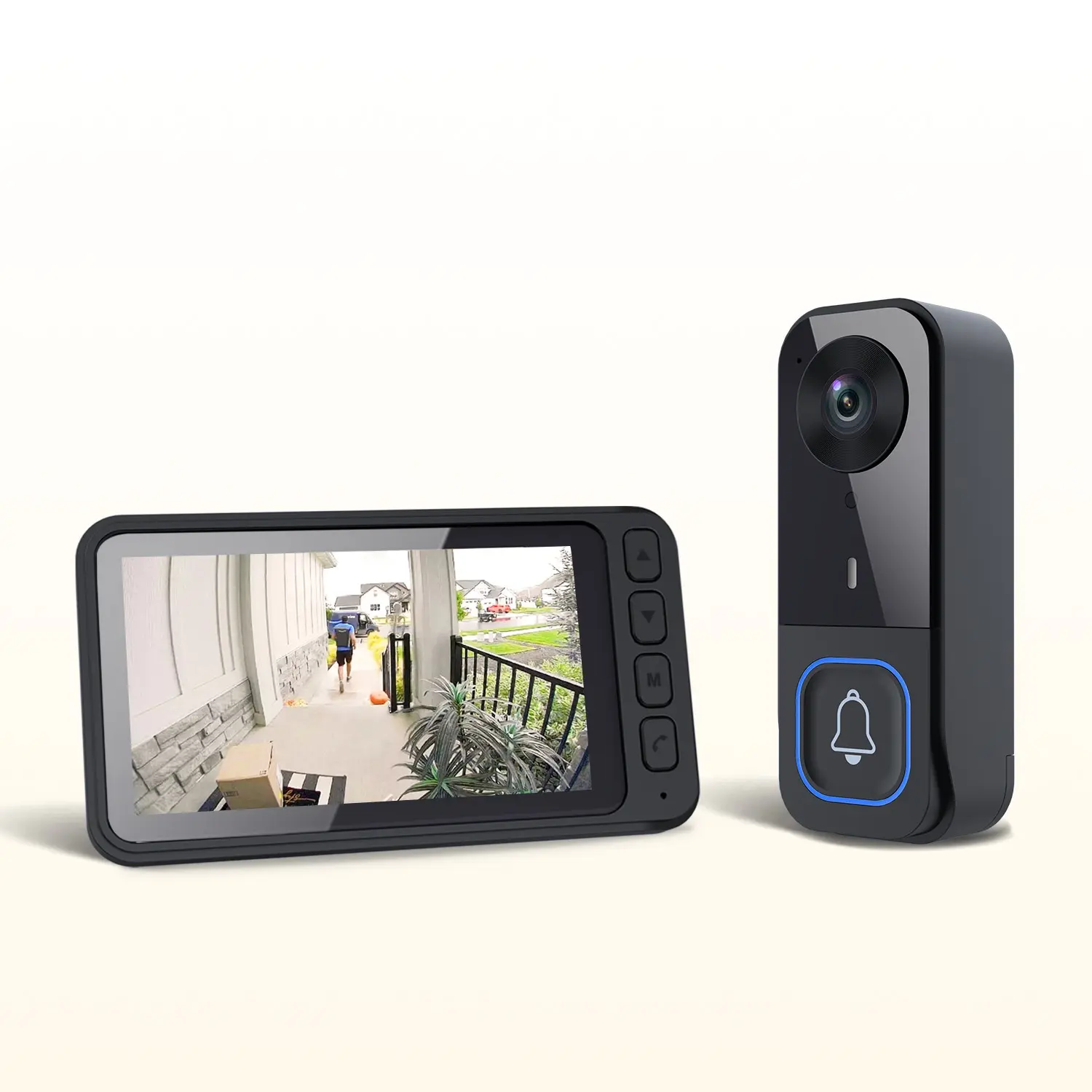 1pc Smart Video Doorbell Visual Intercom Security Doorbell 4.5-Inch HD IPS Display with Two-Way Video and Voice Communication, Infrared Night Vision, No Wiring, No Network, No APP Required