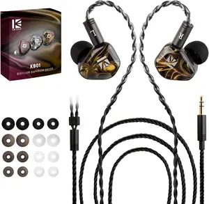 KBEAR KB01 Wired In-Ear Monitors - HIFI Earbud Headphones with Beryllium Diaphragm Dynamic Driver, Resin Cavity, OFC Cable, Music Production Equipment for Musicians
