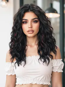 20 Inch Curly Synthetic Wig, Heat Resistant Fiber Material, Medium Length, Suitable for Daily Wear & Special Occasions, Synthetic Curly Wigs, Synthetic Machine Wigs