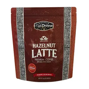 Vida Divina Organic Hazelnut Latte 20 Sachets Rich Nutty Creamy Coffee Infused with 210mg Reishi Non-Dairy Creamer