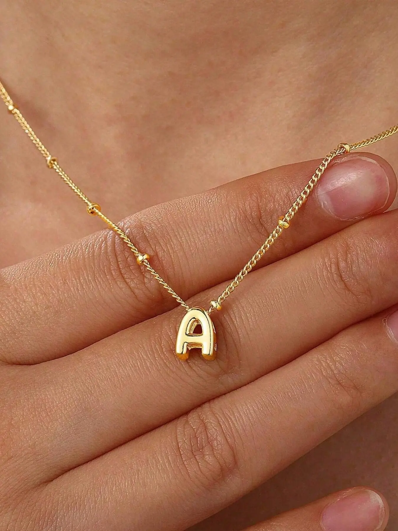 Personalized Initial Necklace, Custom Initial Necklace, Alphabet Necklace, Dainty Glossy Copper Letter Pendant, Multi-Layer Chain, Layered Necklace, A-Z Monogram, Stackable Choker Jewelry Gift