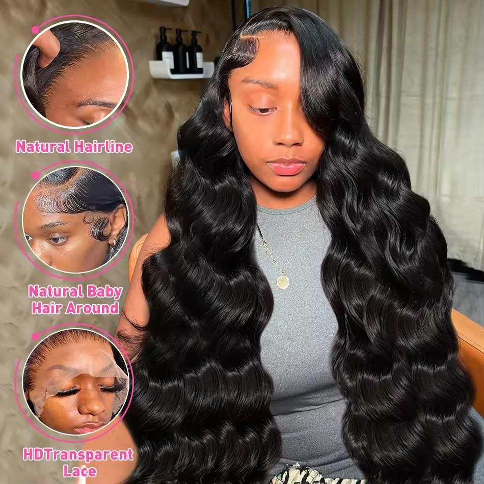 13x6 13x4 Lace Frontal Wigs Human Hair Pre Plucked 180 Density HD Body Wave Lace Front Wigs Human Hair 10A Frontal Wigs Human Hair wigs for Women Glueless Wigs Human Hair Pre Plucked Black wig