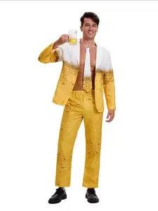 Gradient Beer Suit, Men's Carnival Beer Costume, Stage Performance Dress, Munich Oktoberfest Cosplay, Slim-Fitting Print Suit