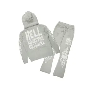 Toshio Grey Stacked Flare Knitted Mohair Track Set