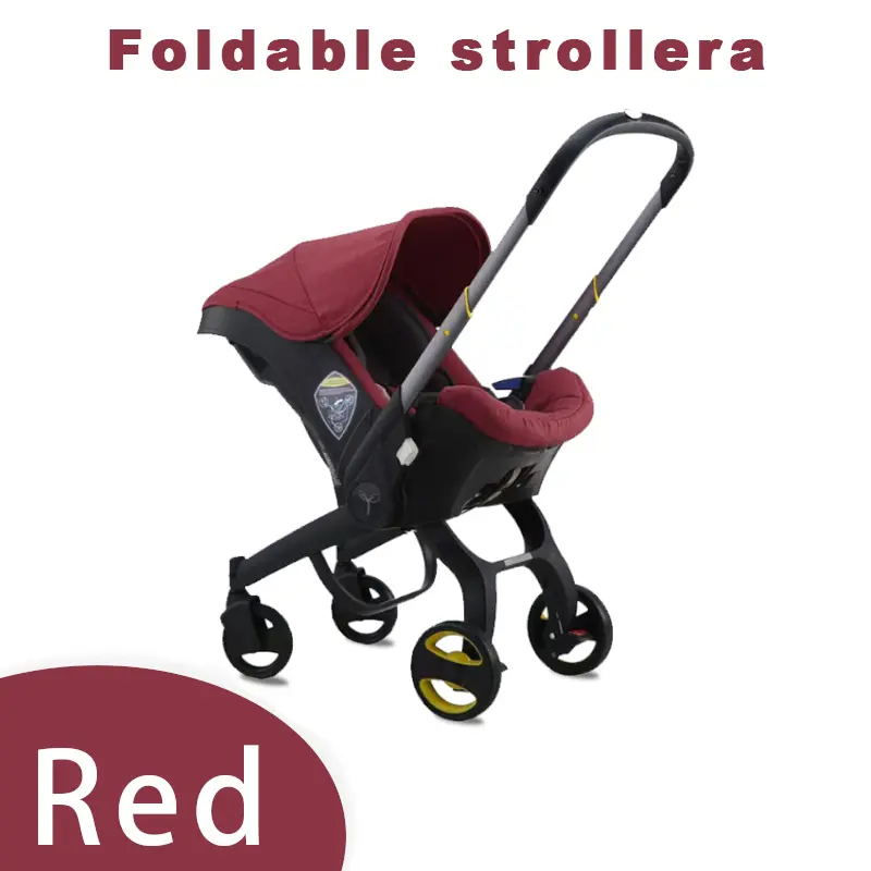 Alloy Metal Newborn & Toddler Stroller, Foldable Legs, Chest Clip, 1-Click Contraction, Adjustable Bassinet, 4-Wheel Design for Baby Travel Gear