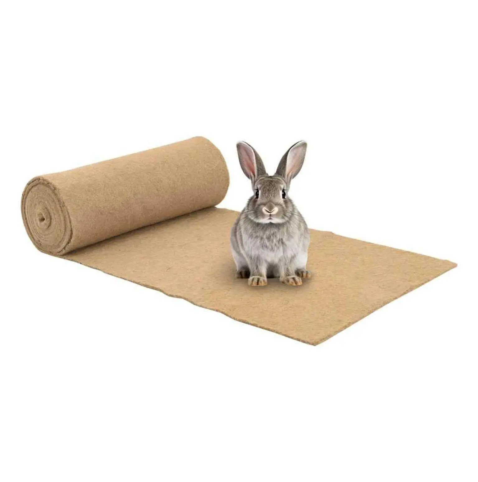 Hemp Mat for Small Animals 1.6x16.4ft - Rodent Bedding, Cage Liner - Natural Fiber, Chewable, Absorbent - Guinea Pig, Rabbit, Hamster Brown