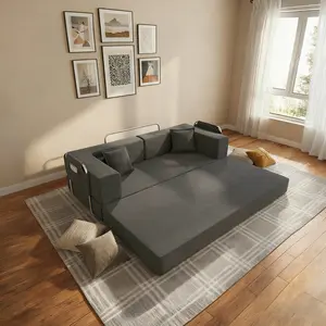 Foldable Sofa Bed - 78.7-inch Folding Floor Sofa - Convertible Sofa Bed - Memory Foam Sofa - Compressed Foldable Sofa Bed - Living Room Floor Sofa Lounger (Gray)