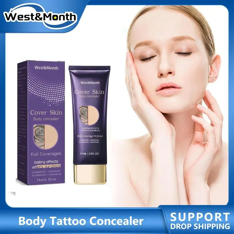 Moisturizing Cruelty-Free Full Coverage Long-Wear Concealer & Foundation - Waterproof, Creaseproof Lightweight Matte Liquid Makeup, Minimizes Flaws, Large Volume 74ml Boxed