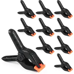 Spring Clamps, 4.5 Inch Large Plastic Balloon Arch Clips, Heavy Duty, Black, 10 count