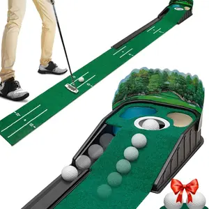 Putting Green Indoor - Golf Putting Mat boasts Genuine Green Speed and a Wrinkle-Free Surface. 8ft Practice Putting Mat with lenticular 3D Backplate, Alignment Guides and Ball Return, Christmas gifts, Golf Accessory