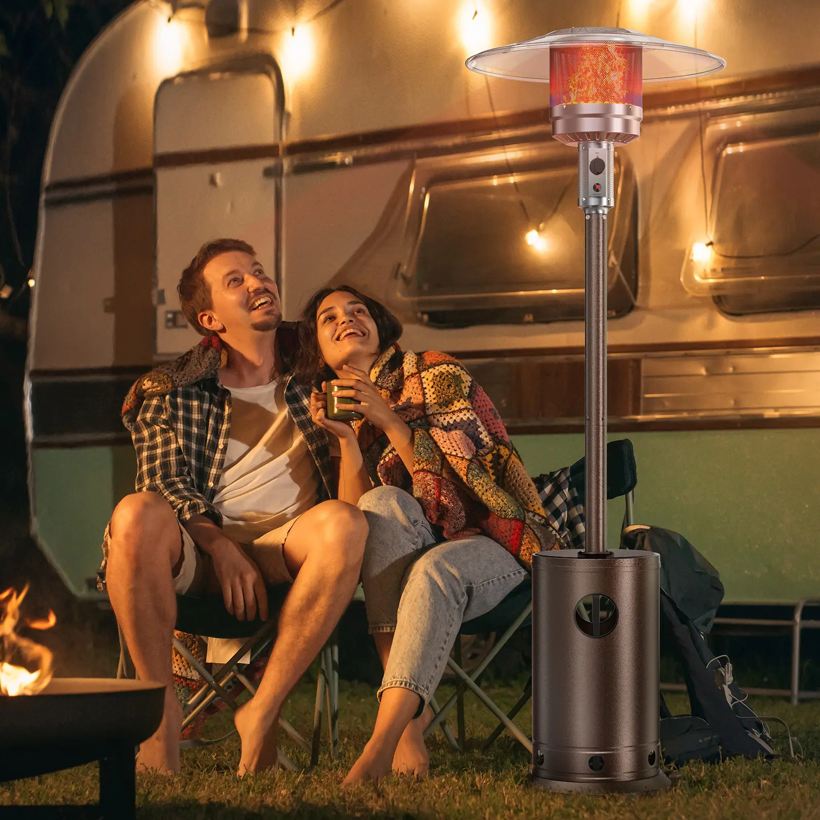 【Deal】Sweet Furniture 48,000 BTU Propane Patio Heater, Countertop, Double Stainless Steel Burner and Safety Protection System, Outdoor Heater on Wheels