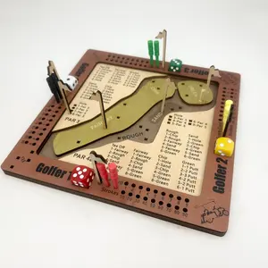 Wooden Golf Dice Game, Creative Strategy Board for Tracking Scores, Classic Desktop Dice Game for Family Gatherings & Outdoor Team Building, Strategy Board Games, Family Fun Game