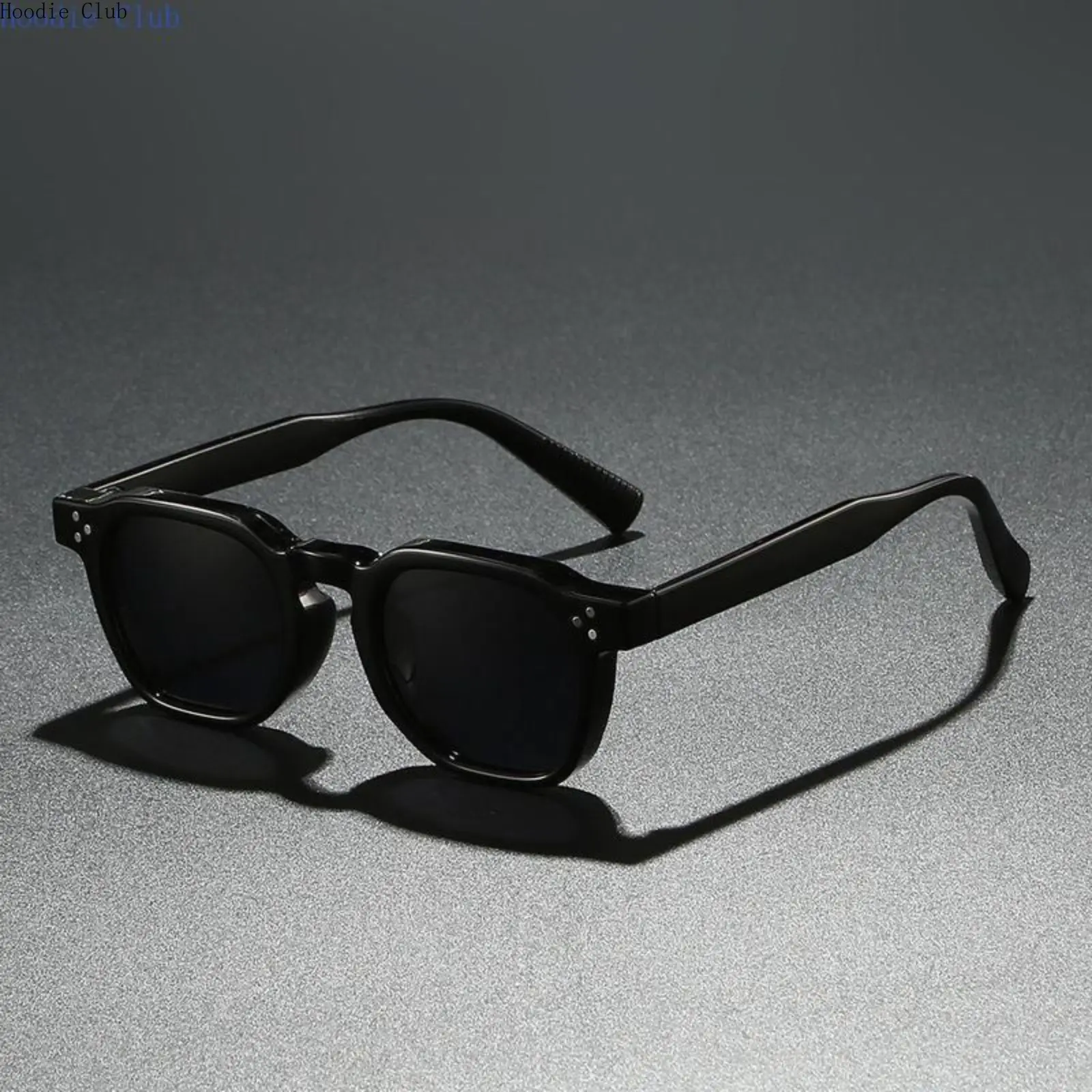 Unisex Vintage Square Glasses - Retro Chunky Black Acetate Frame, Rivet-Detailed Temples, Rimless, UV400 Protection, Photochromic Cycling Lens, Multi-Sports Edgy Eyewear, Glasses for Women, Black Frame Full Gray Piece (Sports & Outdoor), Sunglasses, Drivi