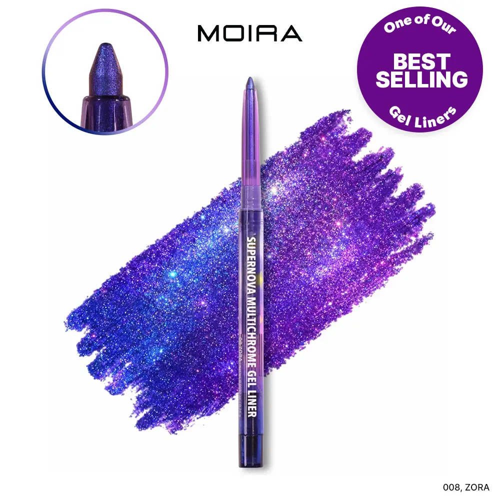 Moira | Supernova Multichrome Gel Eyeliner | Shade (008, Zora)| Smooth gel texture, Built-In Sharpener, Water & Smudge-Proof | Upto 12hrs