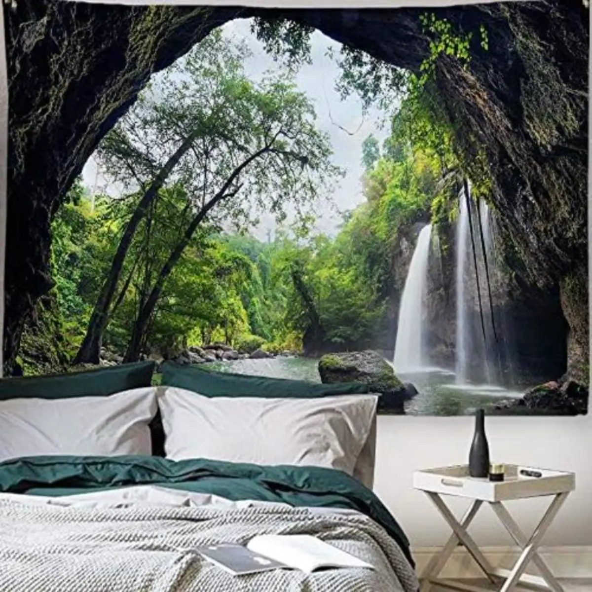 PROCIDA Forest Tree Tapestry Nature Landscape Tapestry Sunshine Through Tree Tapestries Wall Hanging Green Fresh Woodland Scenery for Bedroom Ceiling Aesthetic Decoration, father's day gifts,gifts boyfriend,gifts under 100 dollars,Decorative Retro