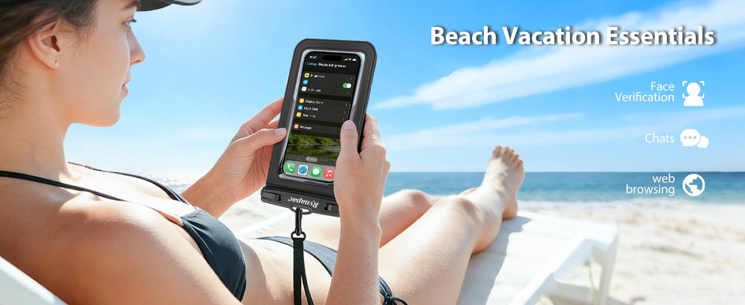 Waterproof Phone Pouch - 2 Pack, IPX8 Waterproof Phone Case with Lanyard for Smartphones, Cell Phone Dry Bag for Beach Vacation Travel Cruise Essentials, Touch Screen, Up to 8.5"