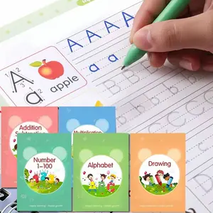 This 5-book set of reusable grooved handwriting exercise books for children is specially designed for early learners and is suitable for children's learning materials and school supplies as gifts Visual Learning Tools Tracing Preschool Books