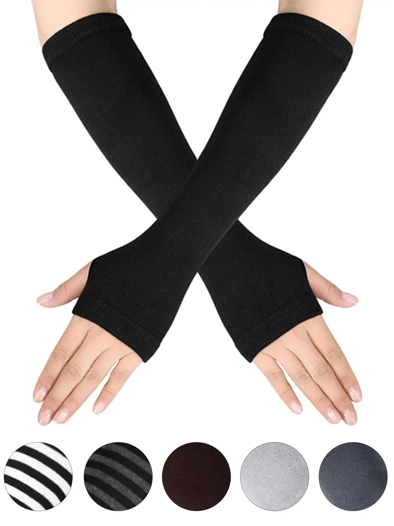 Women's Long Warm Knitted Fingerless Gloves, Men's Half-Mitten Multi-Color Options, Sporty Style, All Seasons, Slim-Fitting, Flexibility, Insulation, Thermal Insulated Gloves, Warming Gloves, Gloves for cold weather