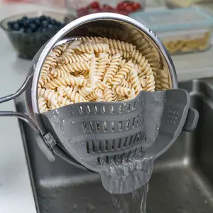 Clamp Filter for All Pots and Skillets, Plastic Pasta Strainer, Food Clamp Filter for Meat Vegetables Fruits Kitchen Drainage, Food Colander Kitchenware