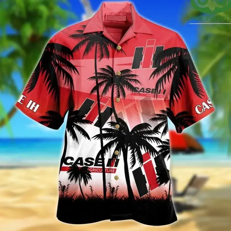 Caseih Palm Hawaiian Shirt, Agriculture Design Aloha Shirt, Tropical Summer Short Sleeve Shirt, Perfect Gift for Him or Her