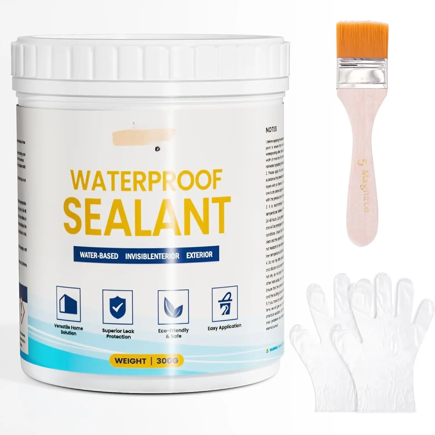 10.5oz Water-Based Transparent Sealant - Easy-to-Use Indoor-Outdoor Invisible Liquid Adhesive, Water Resistant, Durable Anti-Leakage Coating, Apply with Brush, For Tiles/Concrete Rooftops, Long-Lasting Protection