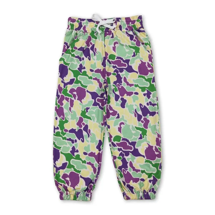 Toddler Mardi Gras Camo Joggers, Comfortable Holiday Festival Sweatpants for Kids, Cute Bottoms, Size 2t, Camouflage
