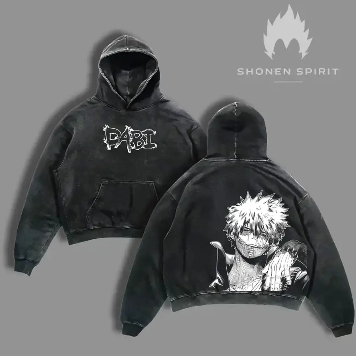 Dabi Washed Apparel, My Hero Academia Merch, League Of Villains Clothes, Vintage Washed Oversized Tee/Hoodie, Blue Flame Graphic, Touya Todoroki Fashion. KRB