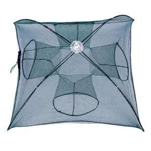 4-hole foldable bait cage casting net cage for catching small bait fish eels crabs lobsters small fish and shrimps 37 inches Fishing Accessories Fishing Gear Set