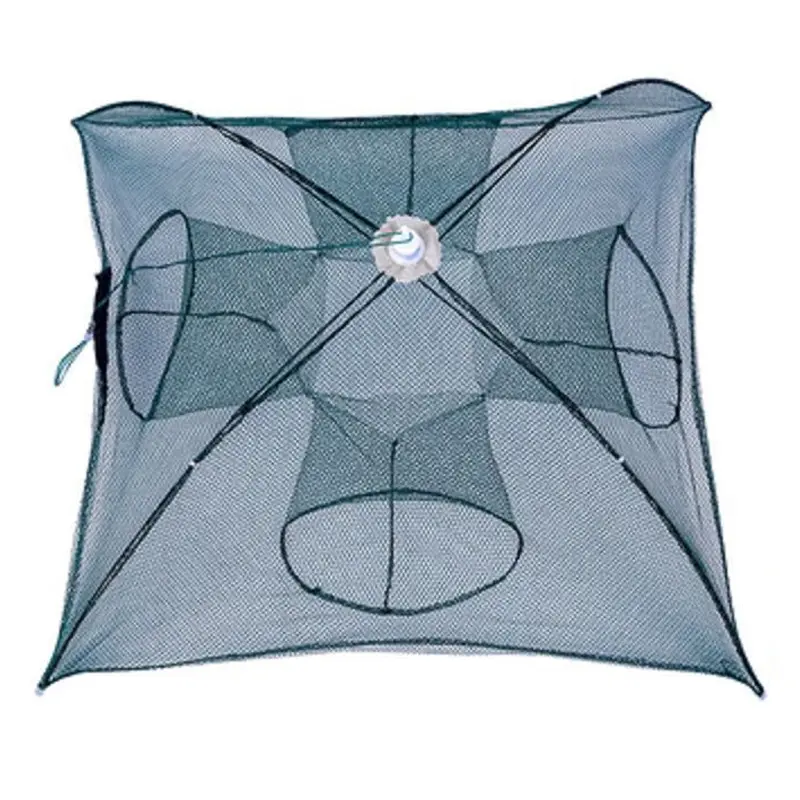 4-hole foldable bait cage casting net cage for catching small bait fish eels crabs lobsters small fish and shrimps 37 inches Fishing Accessories Fishing Gear Set