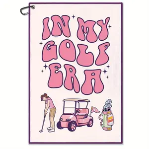 in My Golf Era Printed Pink Towel, Funny Bag Towels for Women with Clip, Golf Cart Accessories for Ladies, Gifts for Golfer Player Lover, Woman Golf Towel