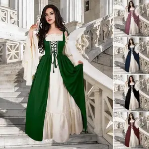 Women’s Medieval/Renaissance Cosplay Overalls (Jumpsuit), Vest, and Princess Victoria Steampunk Strappy Loose Maxi Dress